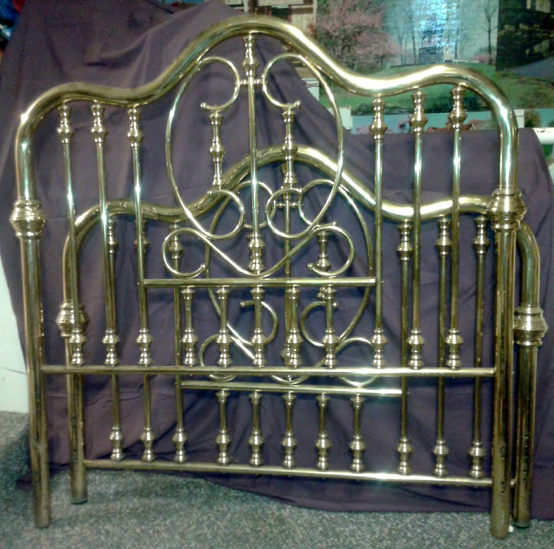Full sized brass headboard and footboard with frame InstAppraisal